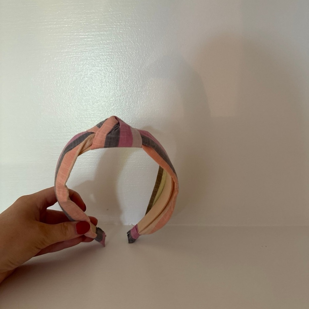 Striped Pink and Gray Headband